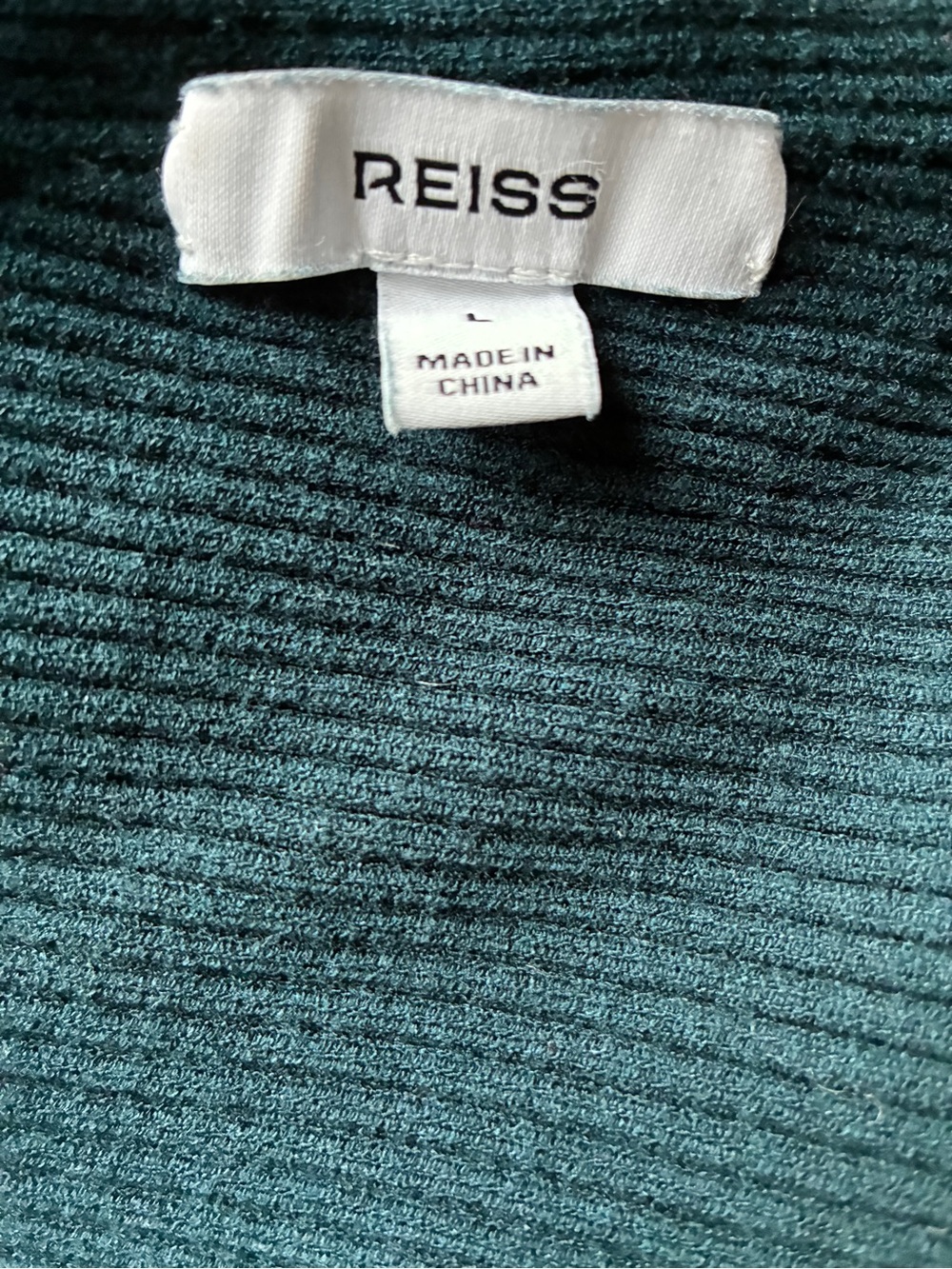 Reiss Lara Teal Ribbed Off Shoulder Batwing Knit Dress Size - Picture 8 of 14